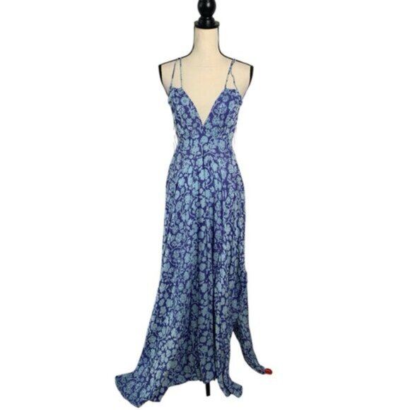 NWT Poupette St Barth Blue Egypt Ollie Backless Maxi Dress - Picture 1 of 13